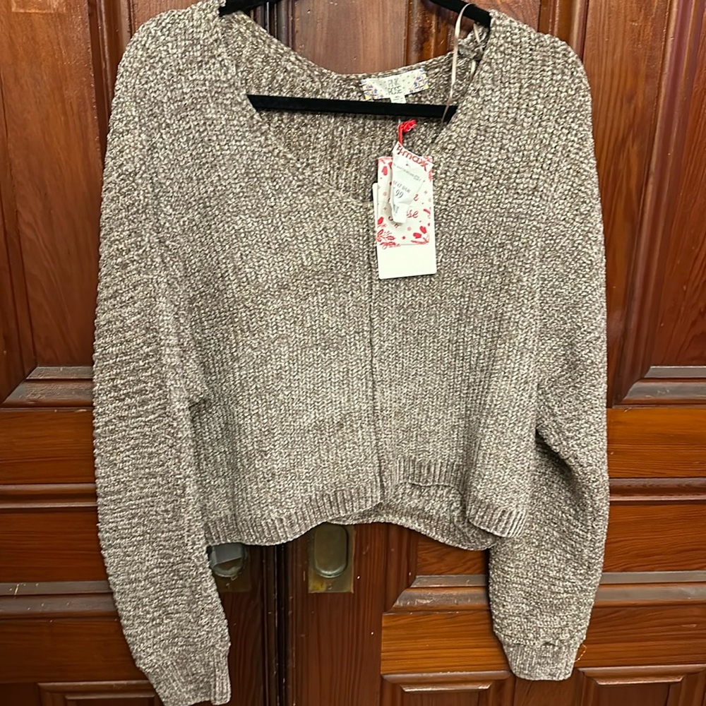 NWT cropped sparkly dull pink sweater